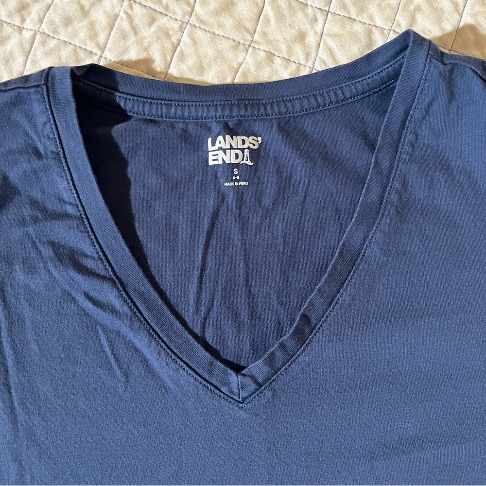 Lands' End V-neck T-shirt in slate blue - S